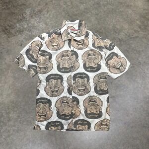 Vintage Platinum FUBU Fat Albert All Over Print Mens Medium Y2K White Brown